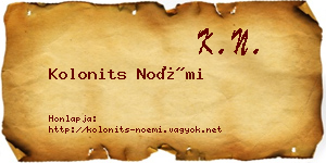 Kolonits Noémi névjegykártya